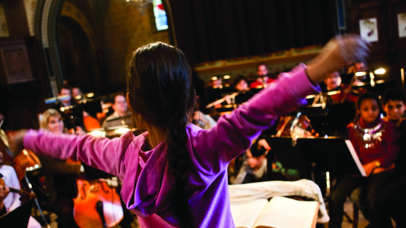 Photo illustration enfant et orchestre