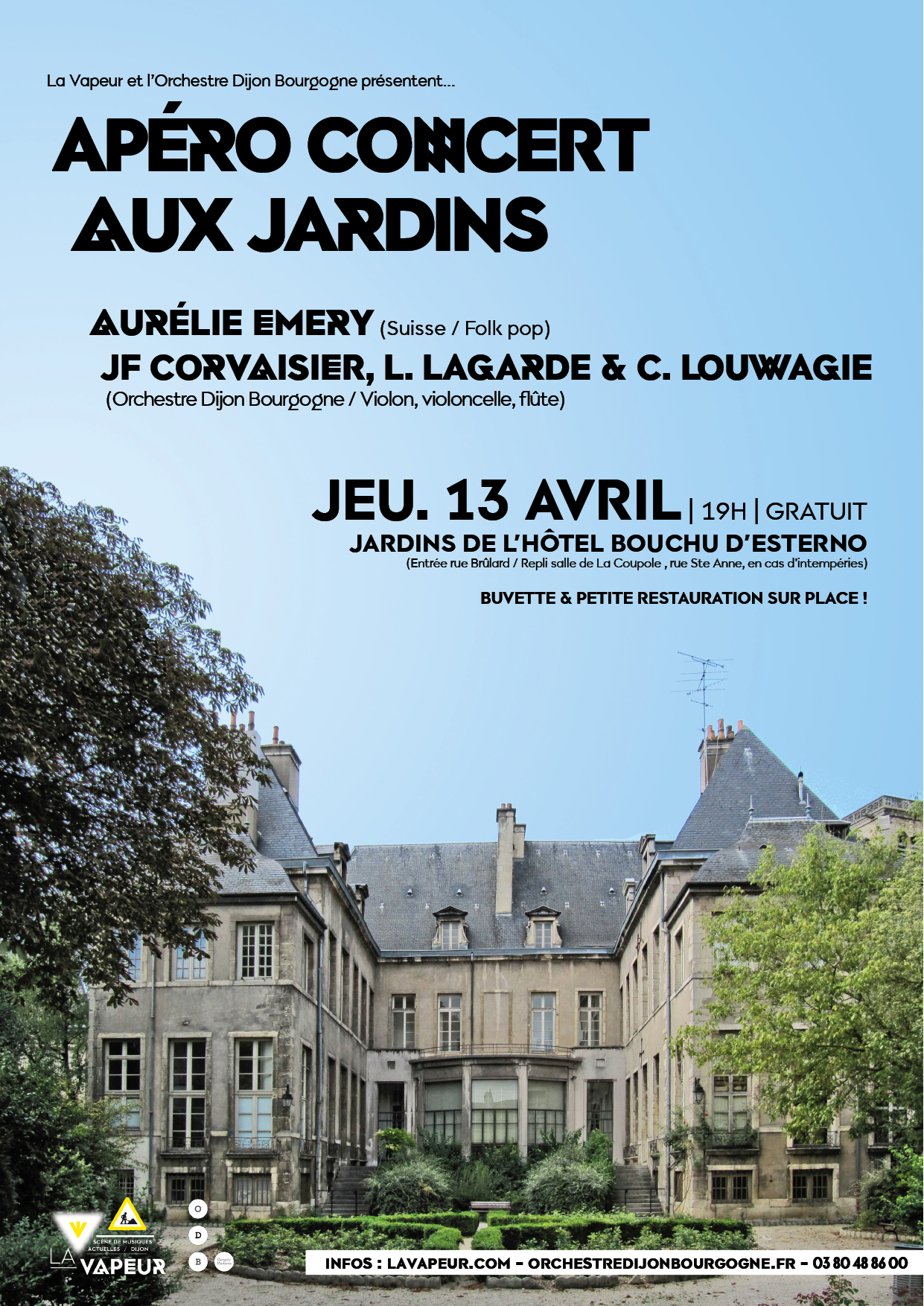 Affiche Apéro concert aux jardins